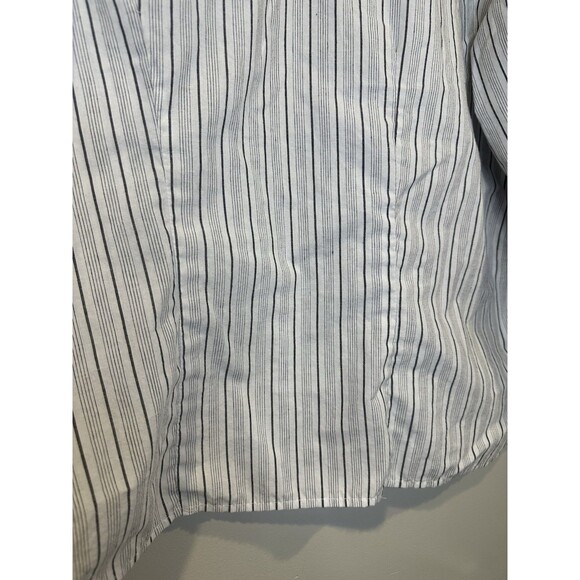 Alfred Dunner Women’s White Gray Striped Button Up Purple Flowers Sz XL - Picture 7 of 9